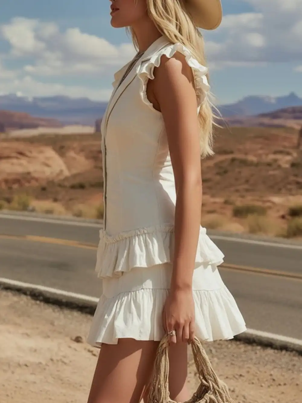 Clean Line Ruffle Mini Dress
