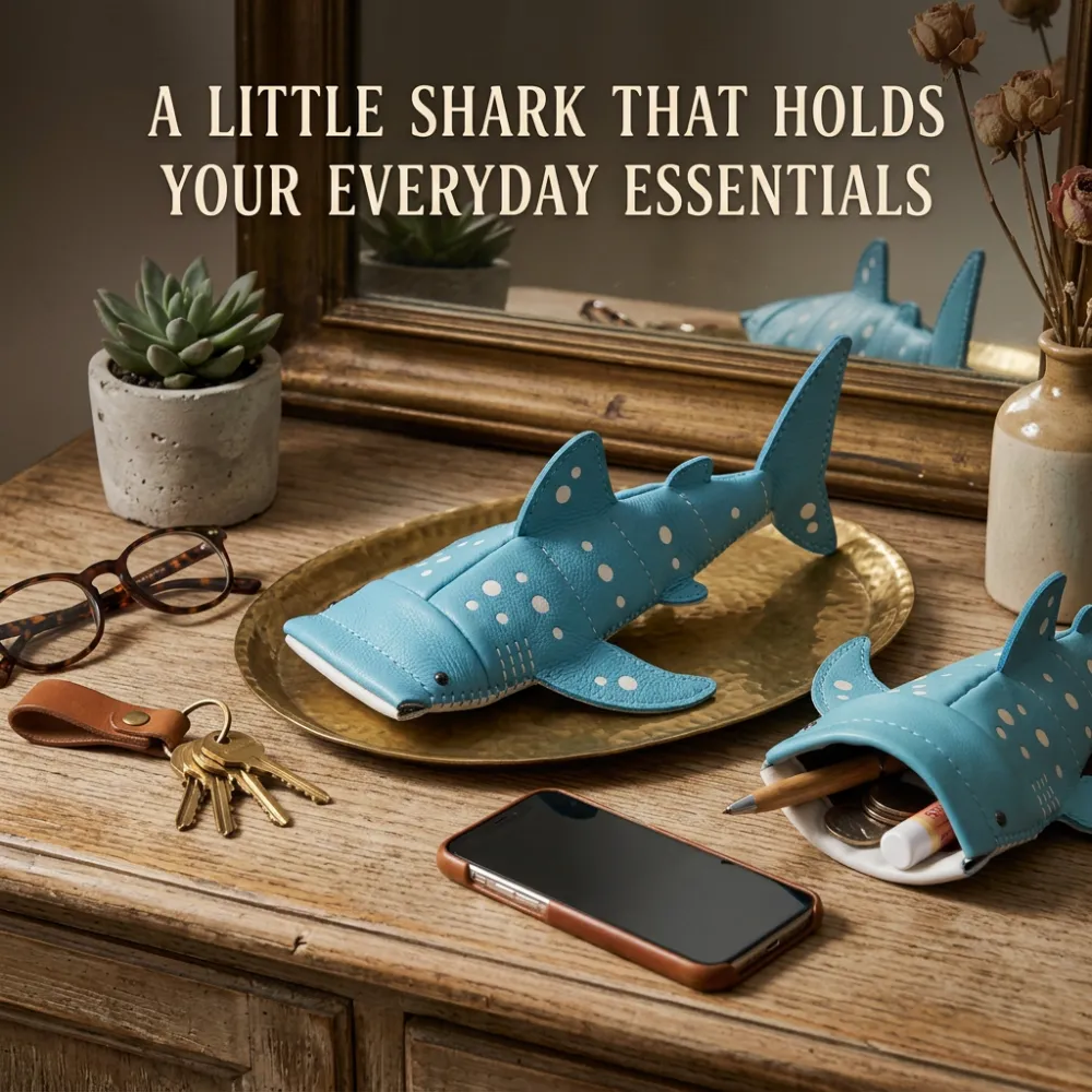 Cute Shark-Shaped Glasses Case Pencil Case Coin Purse