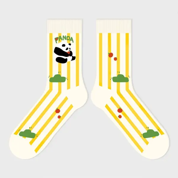 Playful Panda Striped Crew Socks