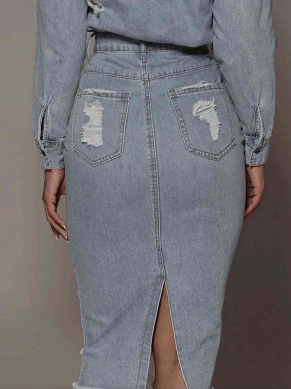 Distressed Slit Skirt
