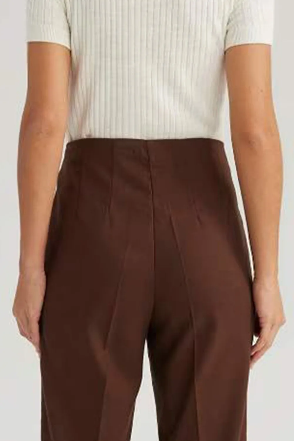 Slim Fit Pocket High Waist Short Leg Trousers