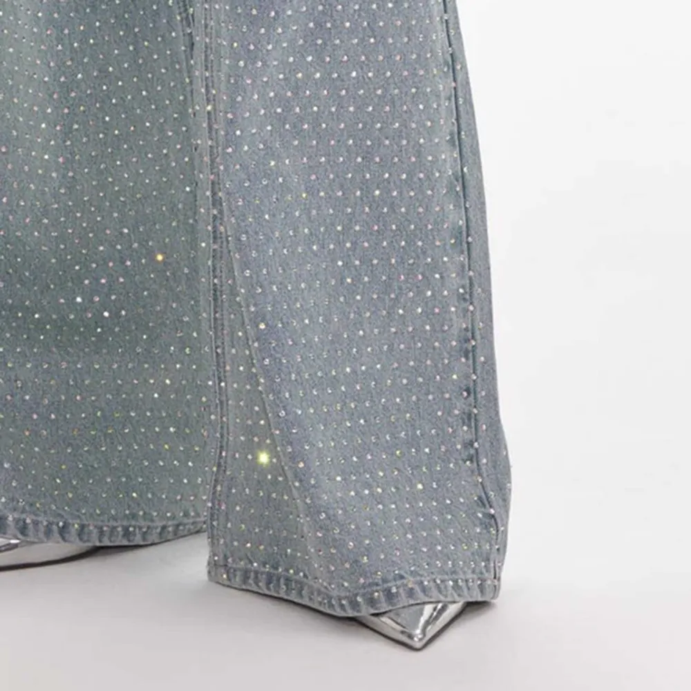 Rhinestone Ombre Distressed Jeans