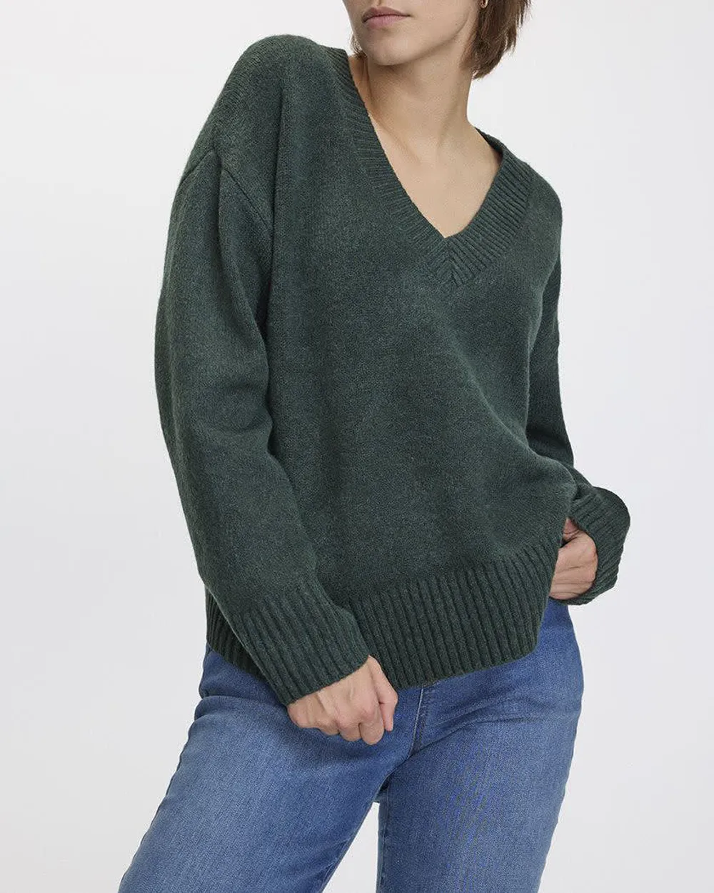 Plush Soft Long-Sleeve V-Neck Sweater