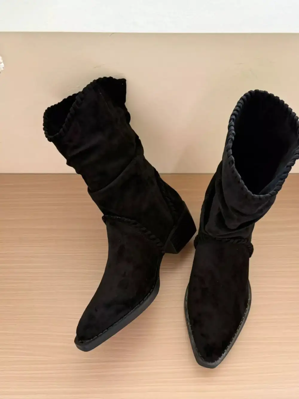 Printed Street Pointed-Toe Block-Heel Boots