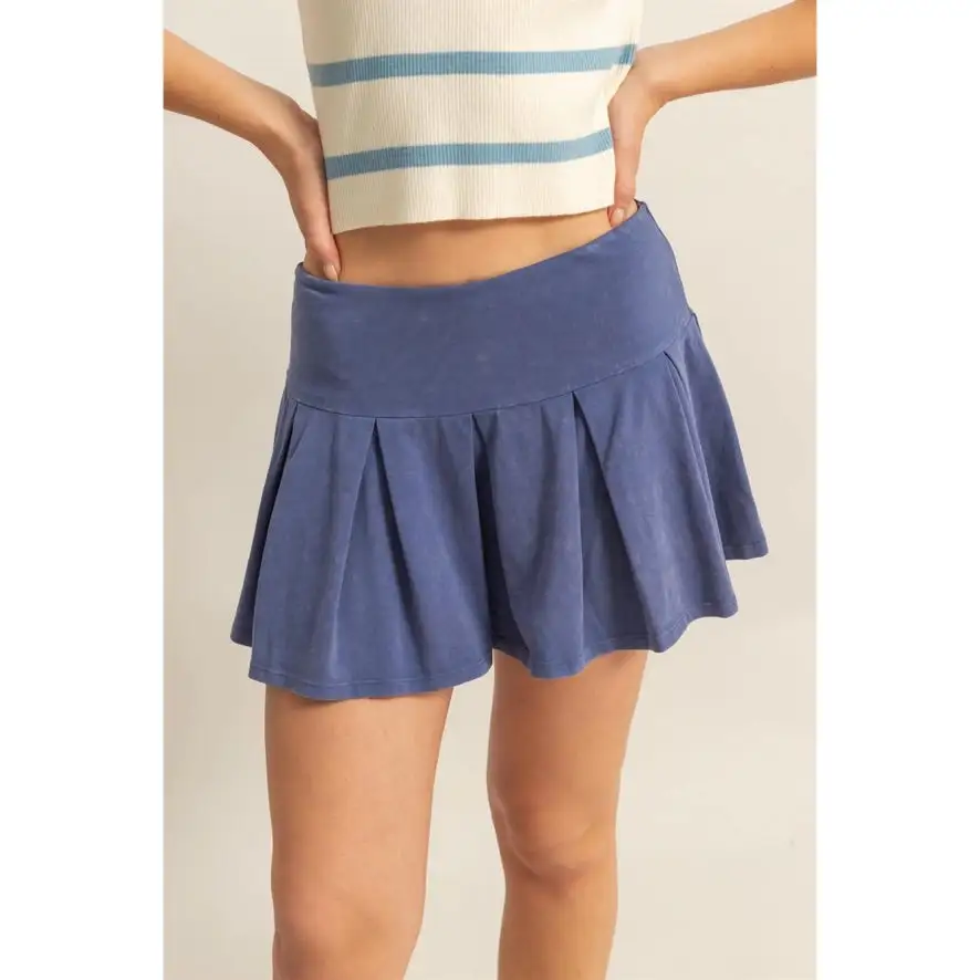 Mini Roomy Cotton Blend Casual Skirt