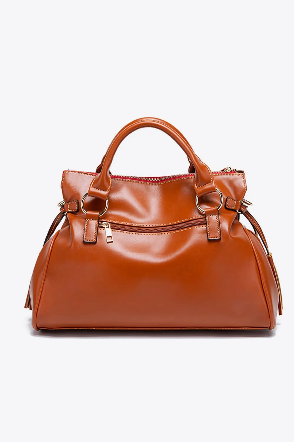 Tassel Accent Faux Leather Handbag