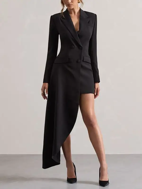Asymmetric Buttoned Long Maxi Dress