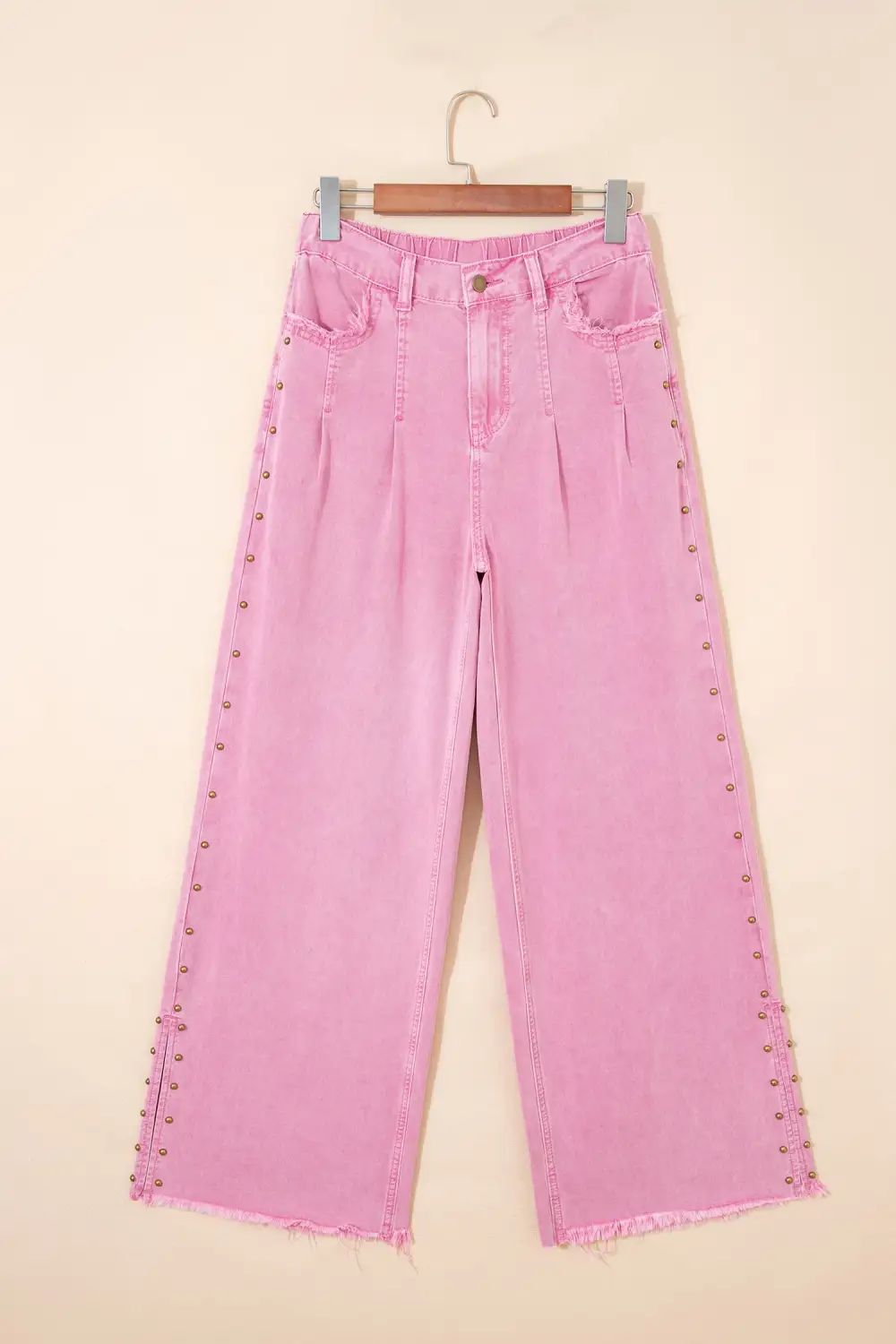 Beaded Side Detail Split Loose Jeans