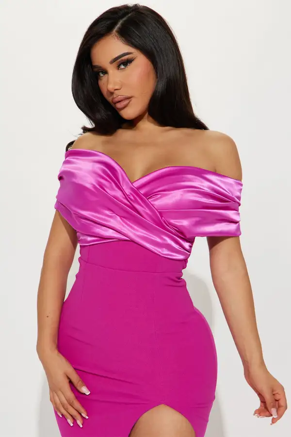 Am I The Drama Draped Maxi Dress - Magenta