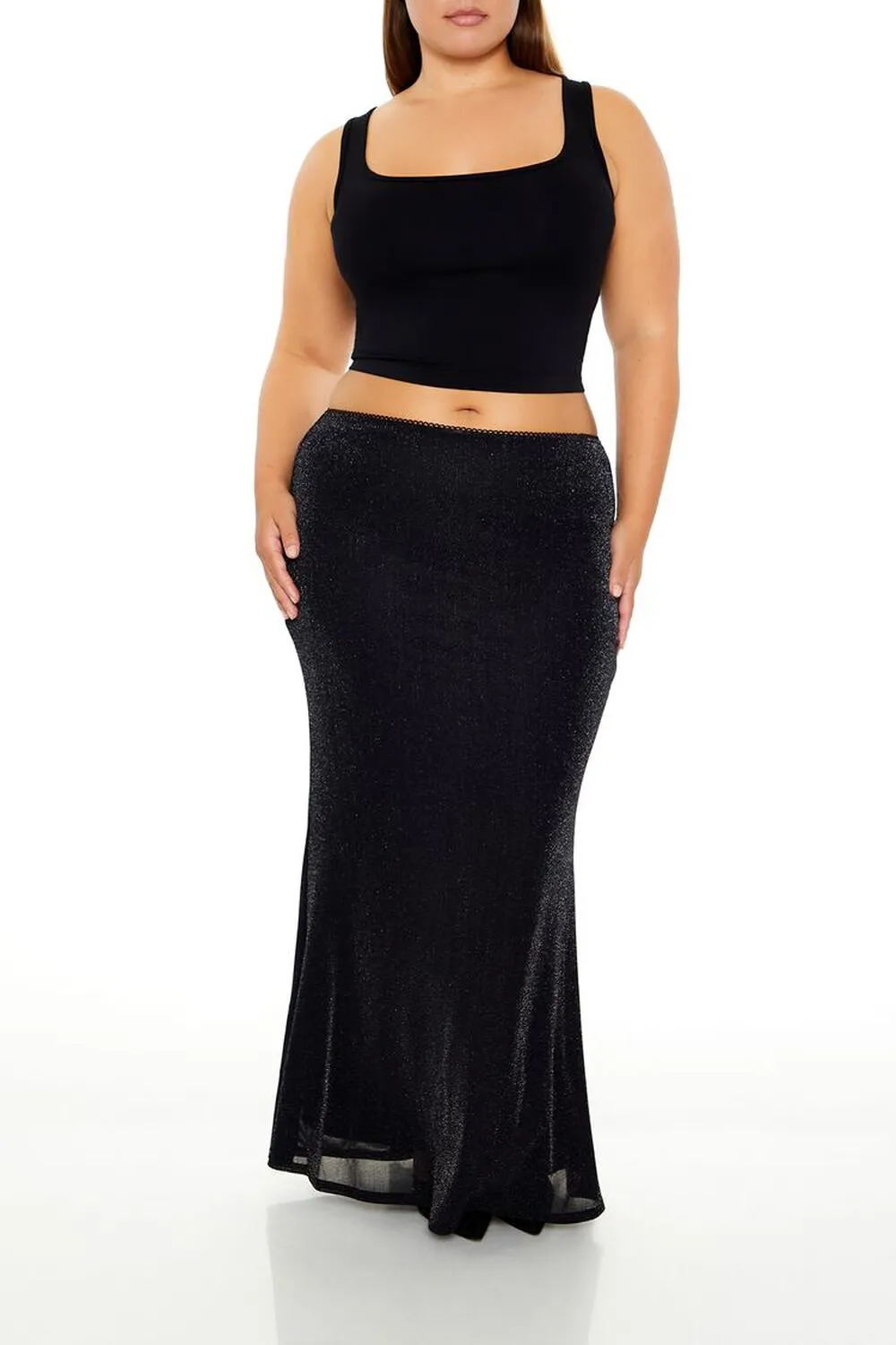 Plus Size Glitter Mermaid Maxi Skirt