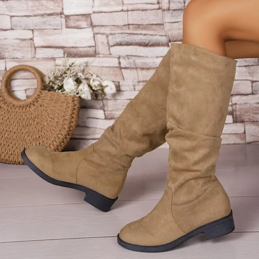 Round Toe Block Heels Boots
