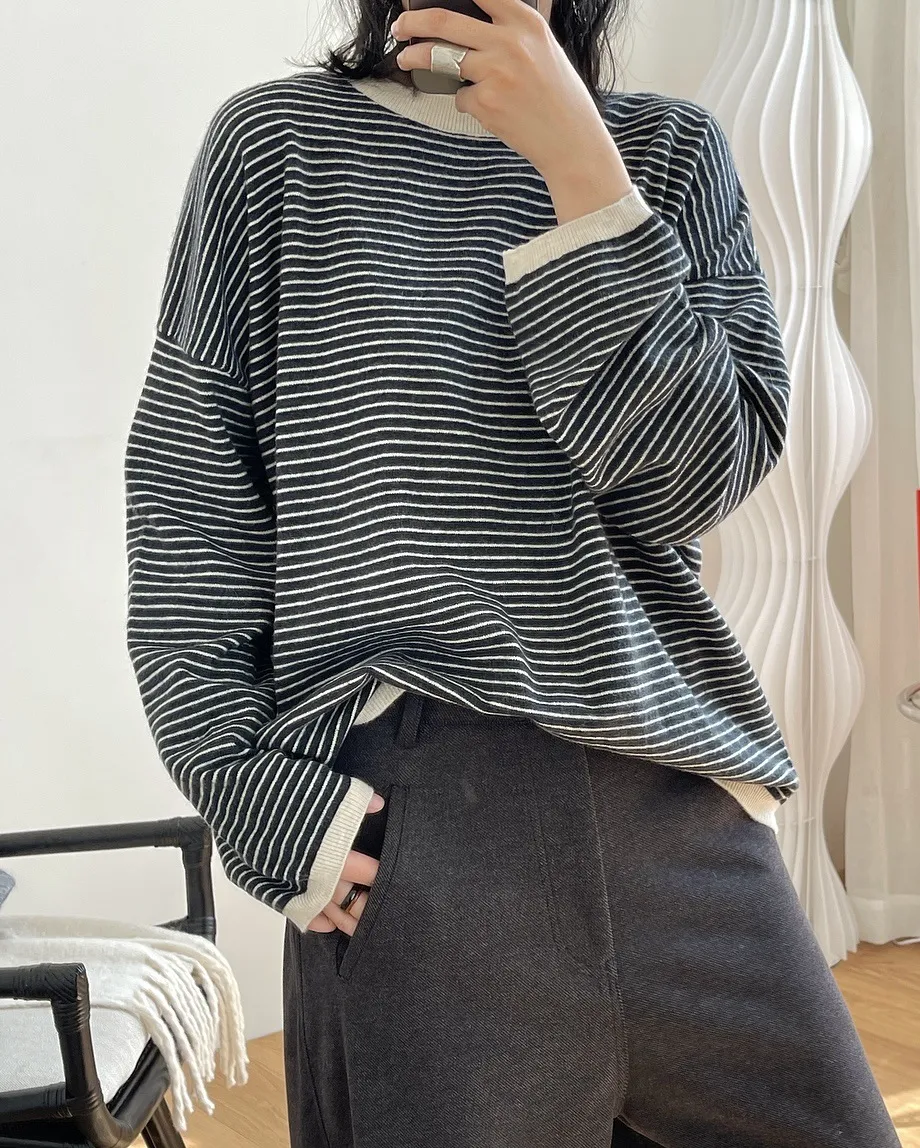 Retro Loose Striped Knitted Sweater