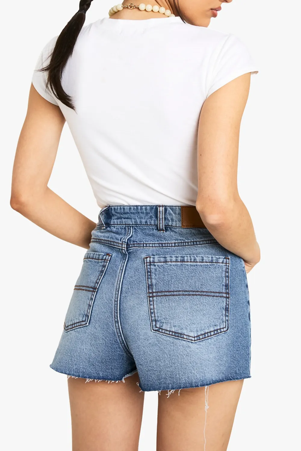 High Waist Women's Raw Edge Design Shorts