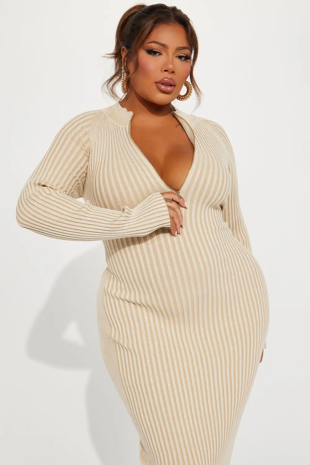 Keeping You Warm Sweater Maxi Dress - Cream