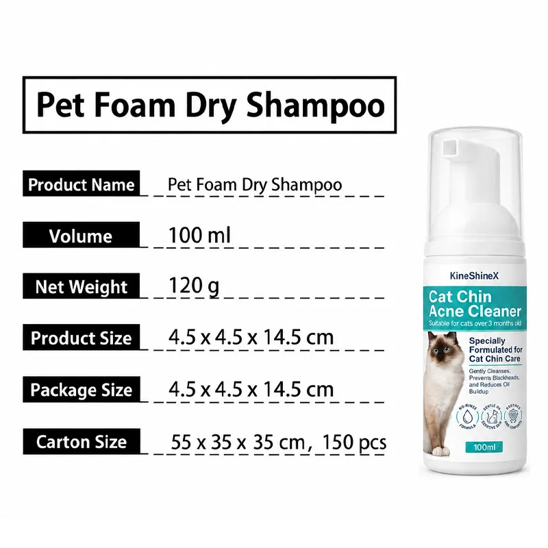 Pet Dry Shampoo Foam for Cats & Dogs, Waterless Rinse-Free, Gentle Formula, Deep Cleansing & Moisturizing