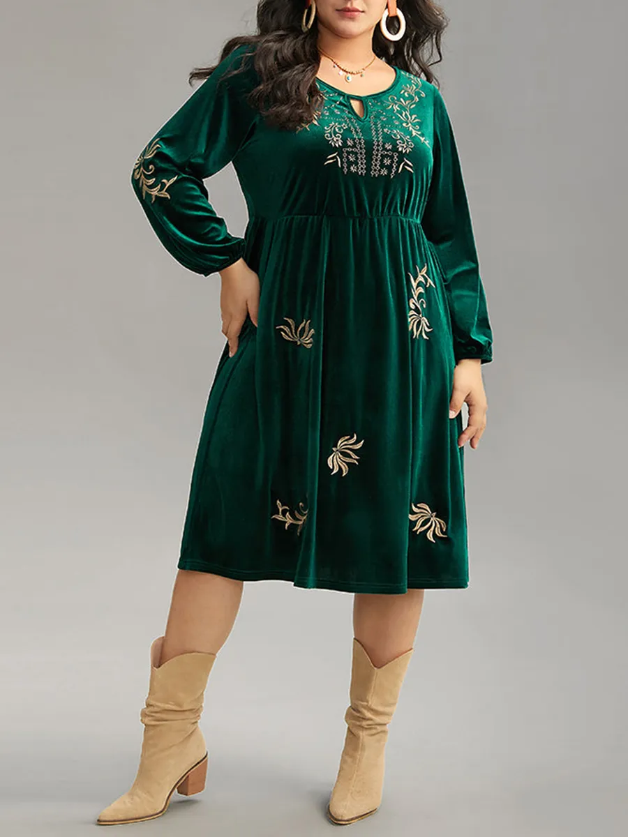 Elegant senior velvet embroidered dress