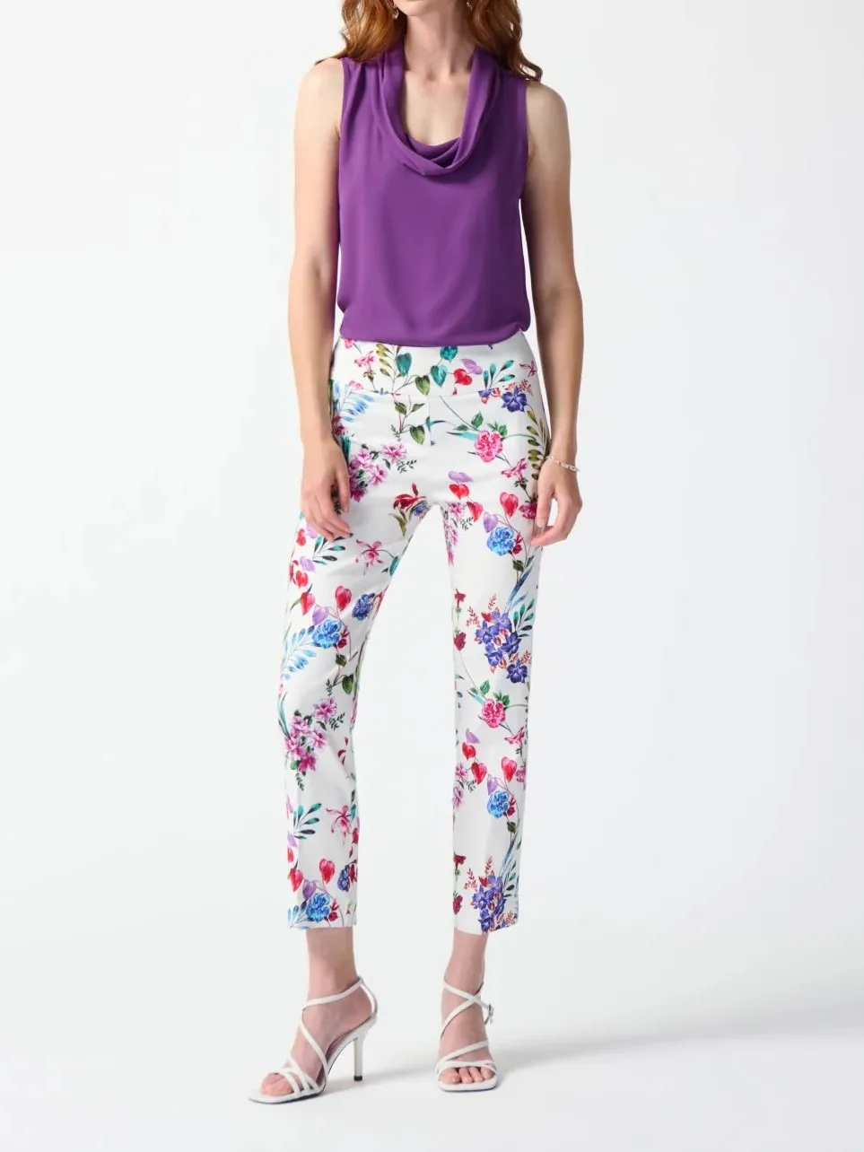 Floral Print Pull - On Cropped Pants