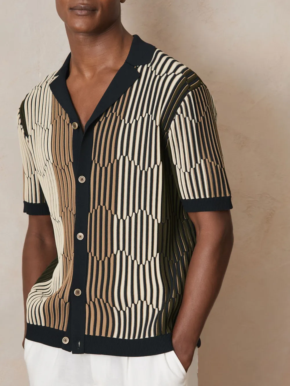 Summer Sea Breeze Texture Striped Short-Sleeved Shirt