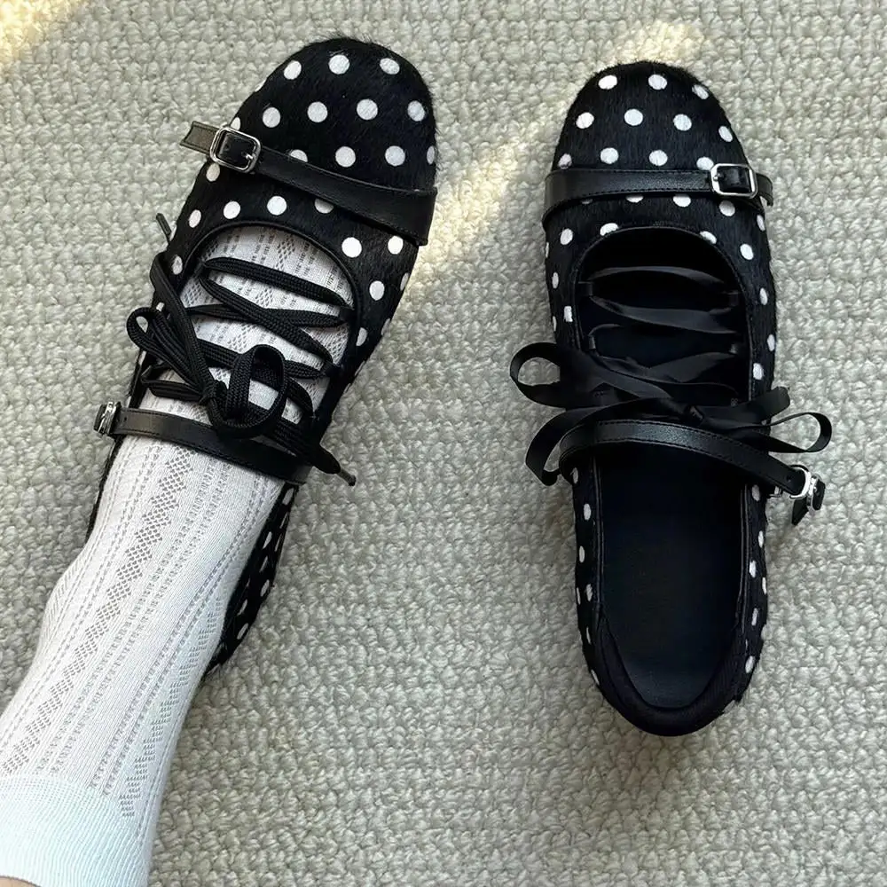 Polka Dot Lace Ballet Flats