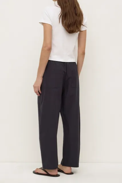 Black Cotton Barrel-Leg Pant