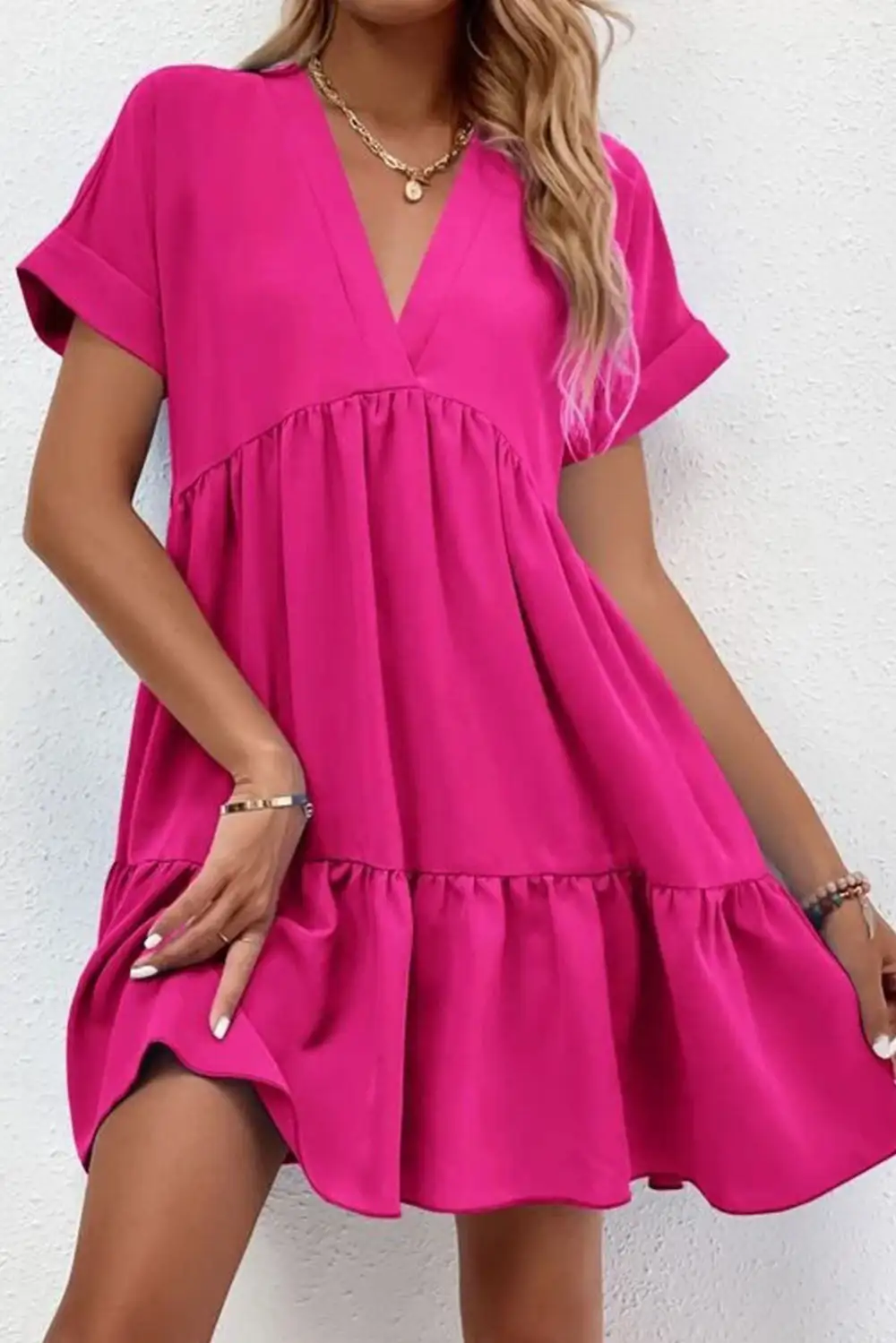 Casual V-Neck Large Dress