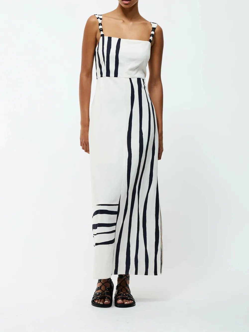 Creative Wave Stripe Square Neck Dress