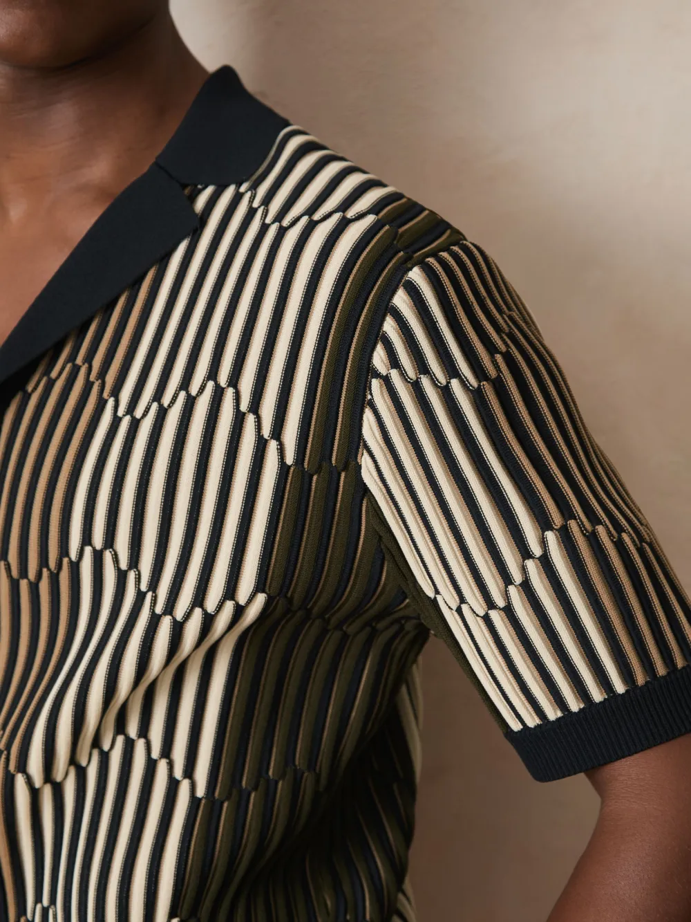 Summer Sea Breeze Texture Striped Short-Sleeved Shirt