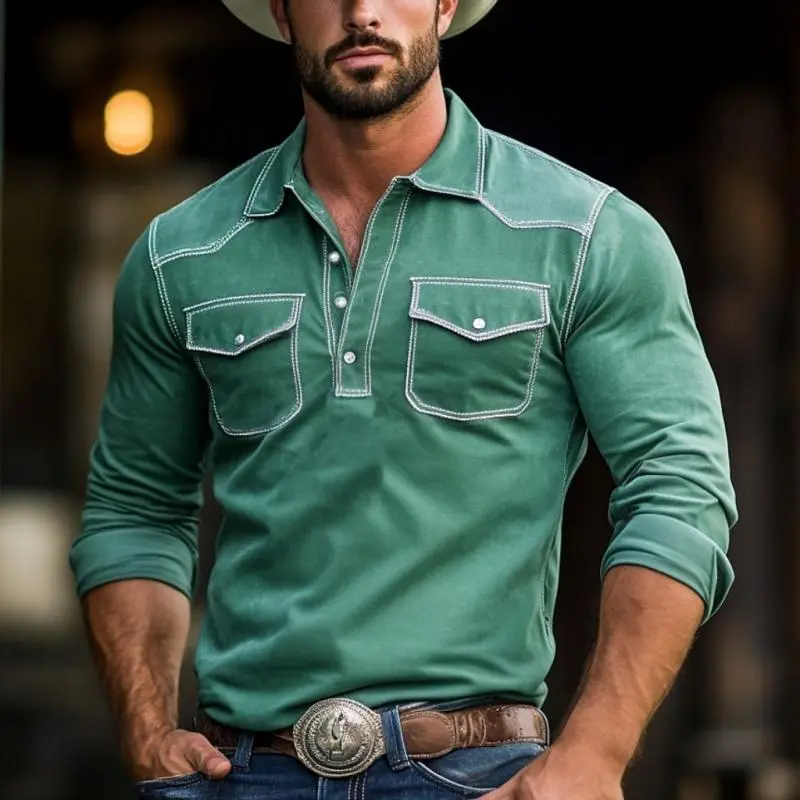 Clean Long Sleeve Collared Knit Suede Feel Shirt