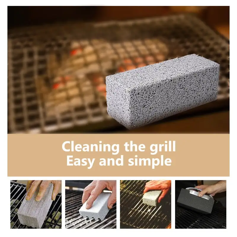 Grilling Barbecue Utensils 1/ 2Pcs BBQ Grill Cleaning Brick Block Barbecue Cleaning Stone BBQ Racks Stains Grease Cleaner BBQ Tools Kitchen Decorates Gadget BBQ Tools