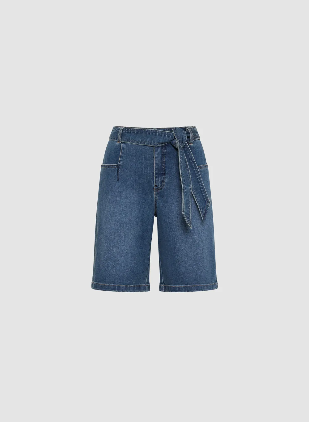 Casual Denim Shorts With Tie-Strap Detail