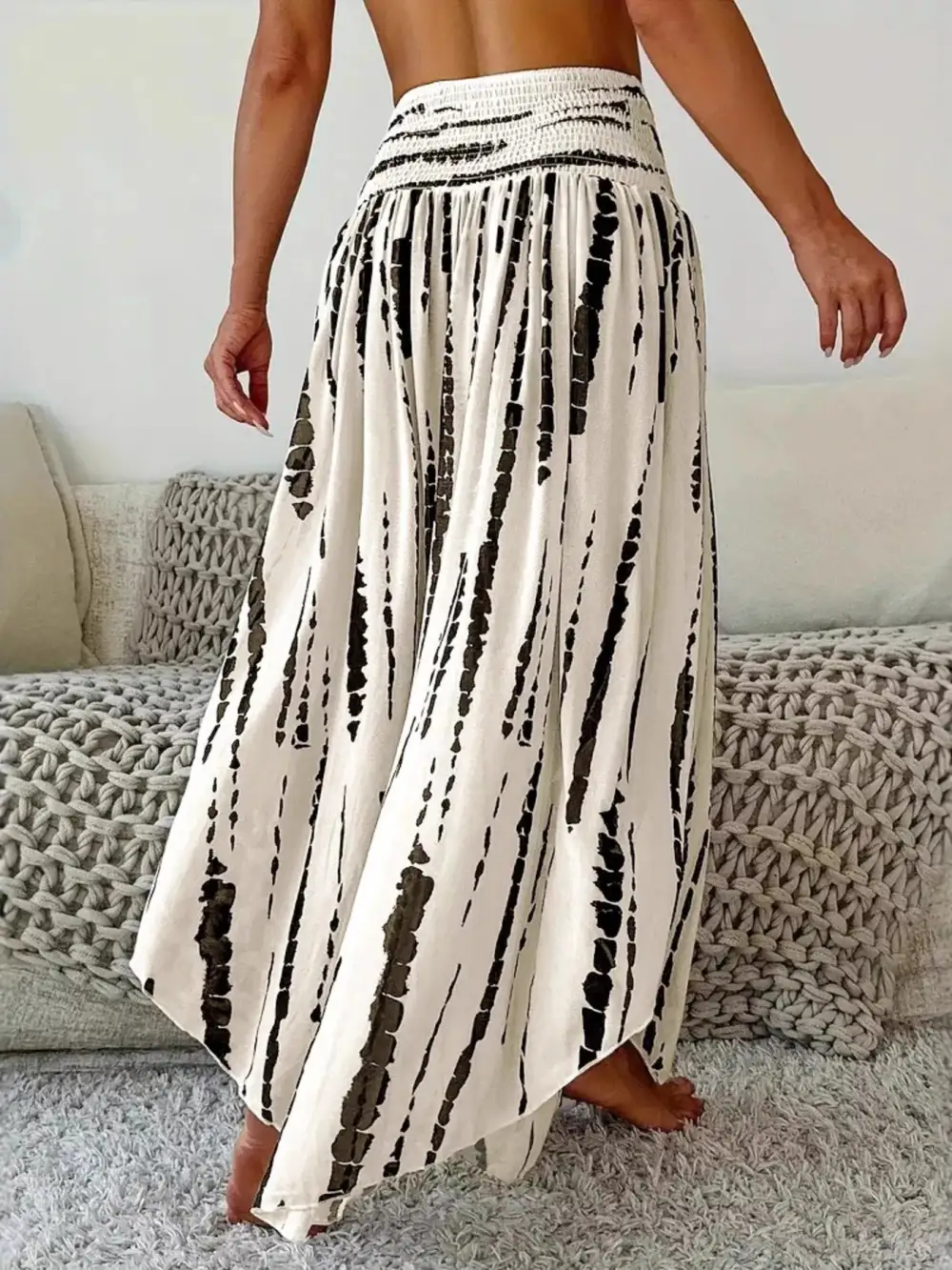Smocked Asymmetrical Skirt