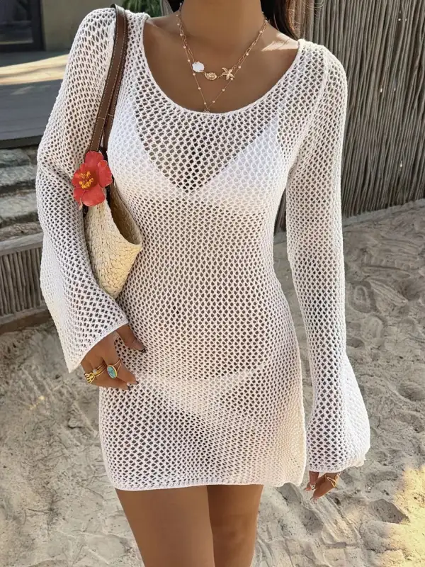Clean Line Knit Long Sleeve Sweater Dress