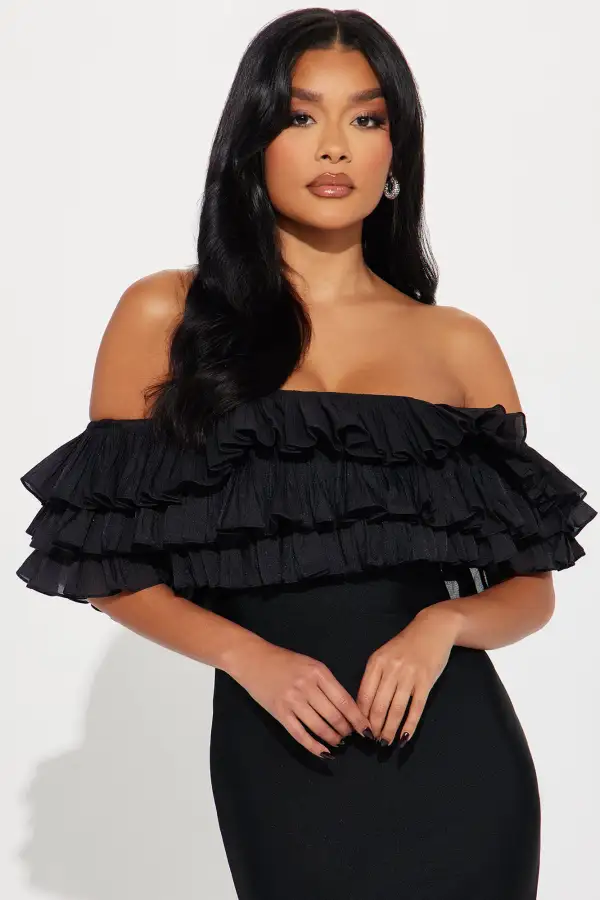 Amelia Bandage Maxi Dress - Black