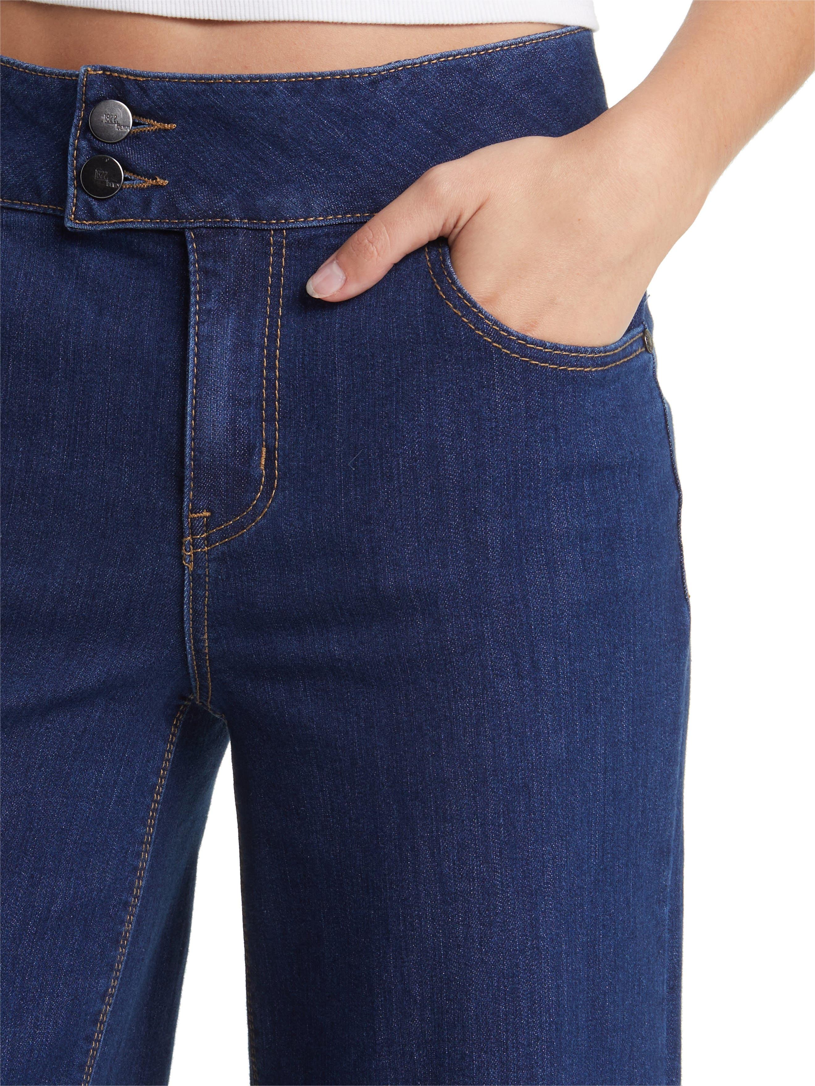 Two-Button High Waist Wide Leg Jeans