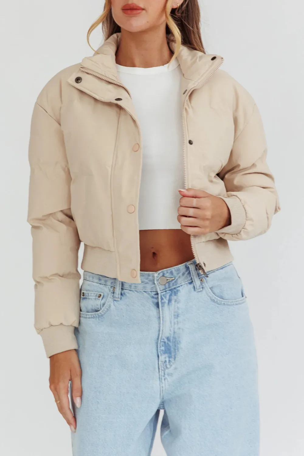 Slim Fit Solid Color Women's Warm Jacket