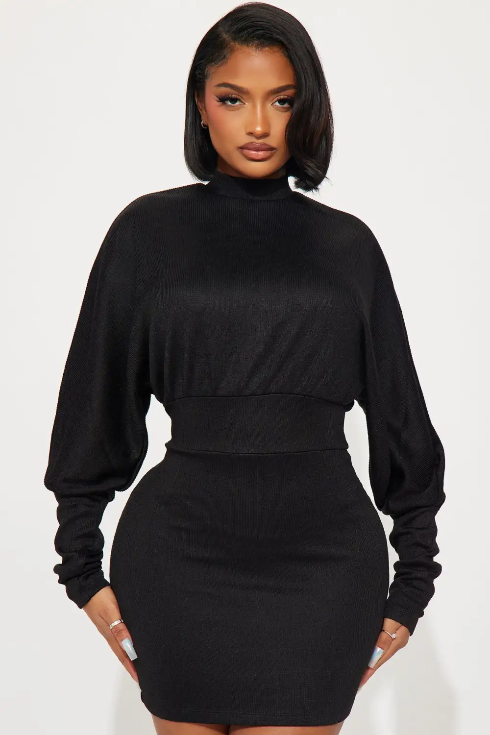 Demi Sweater Mini Dress - Black