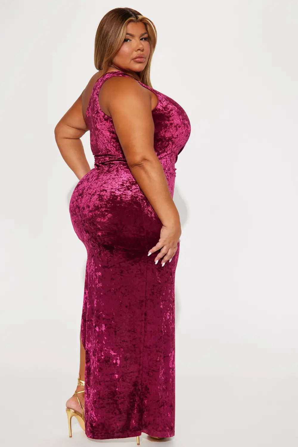 Crushin On You Crushed Velvet Gown - Wine