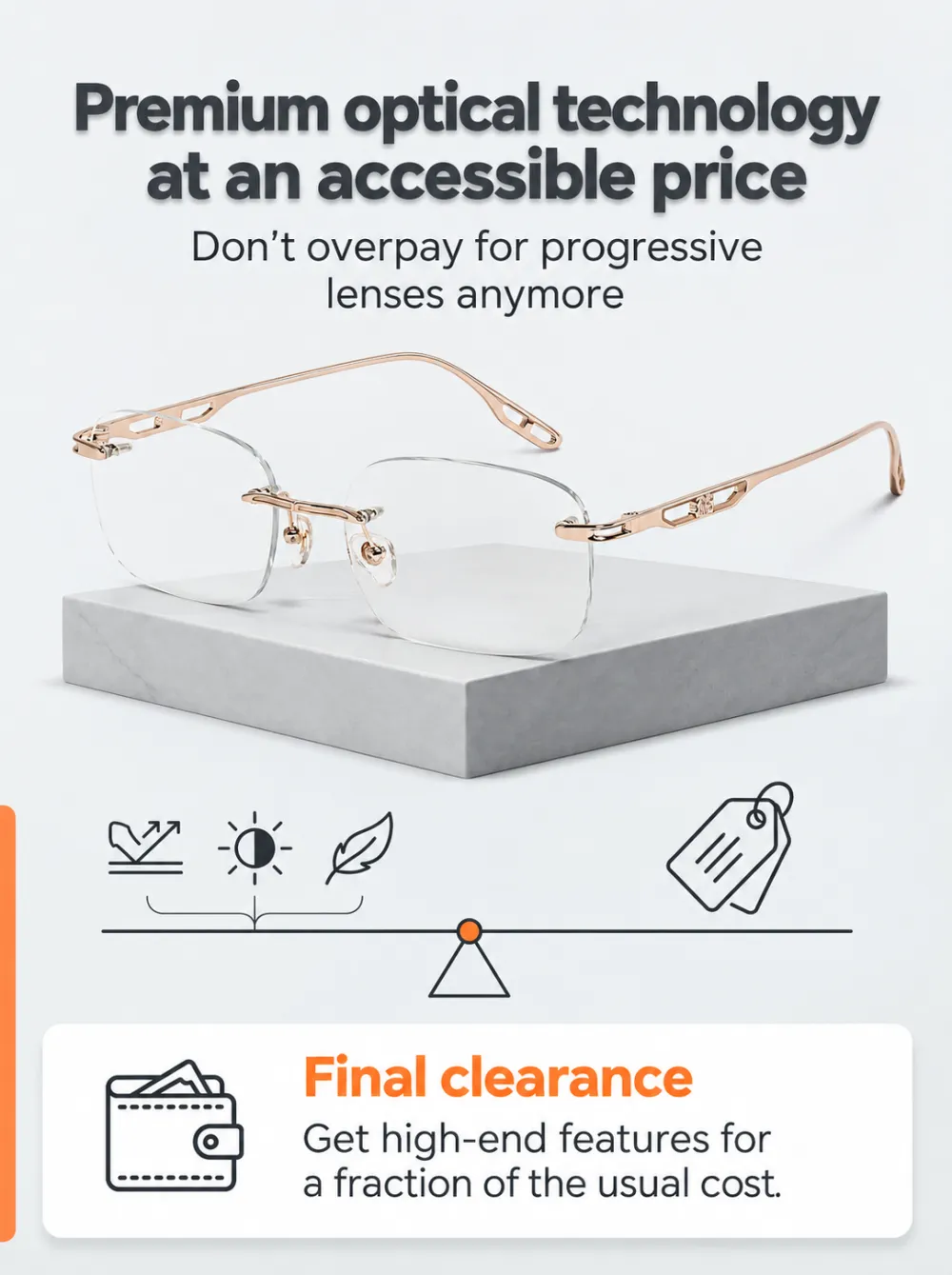 HD Photochromic Titanium Alloy Progressive Reading Glasses
