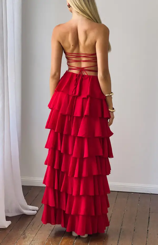Corset Strapless A Line Maxi Dress