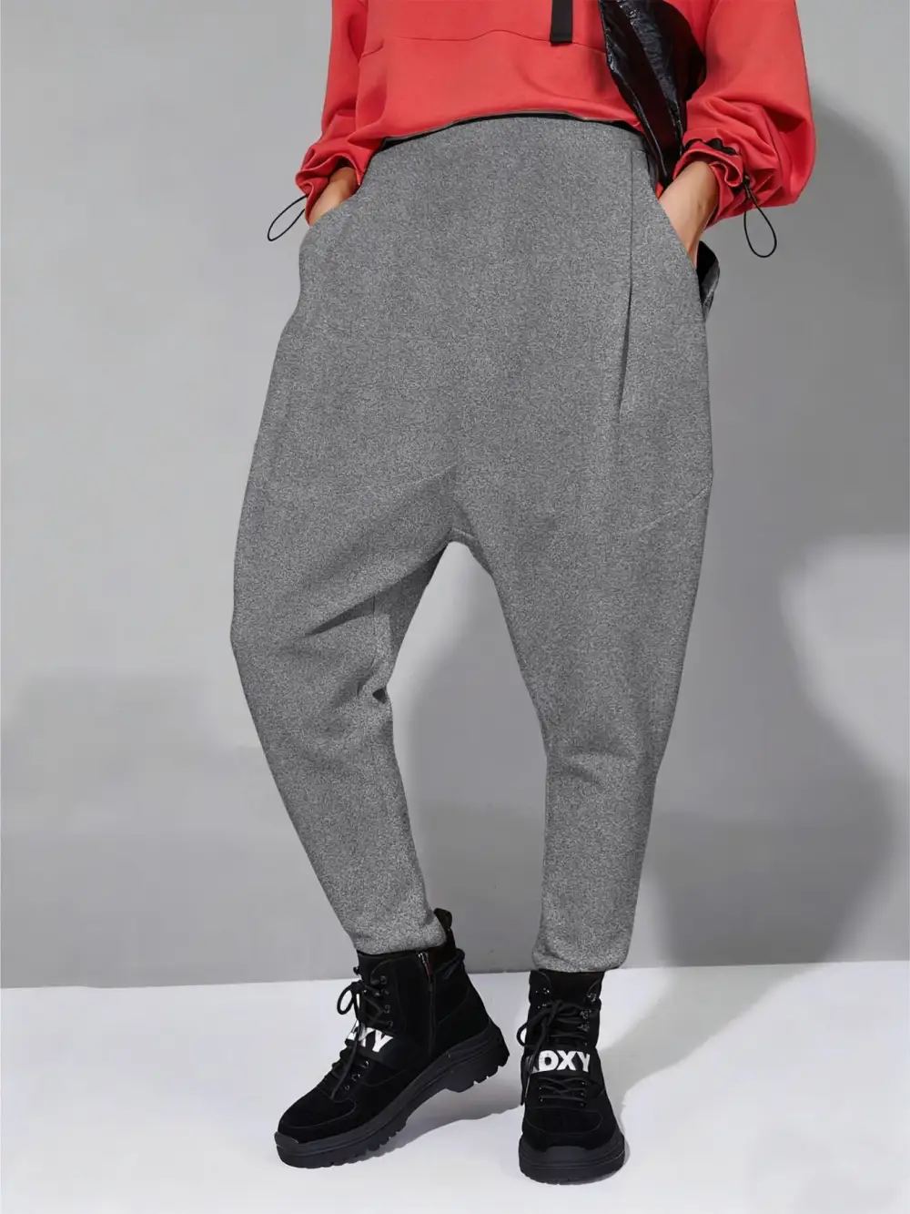 Loose Fit Harem Pants with Pockets