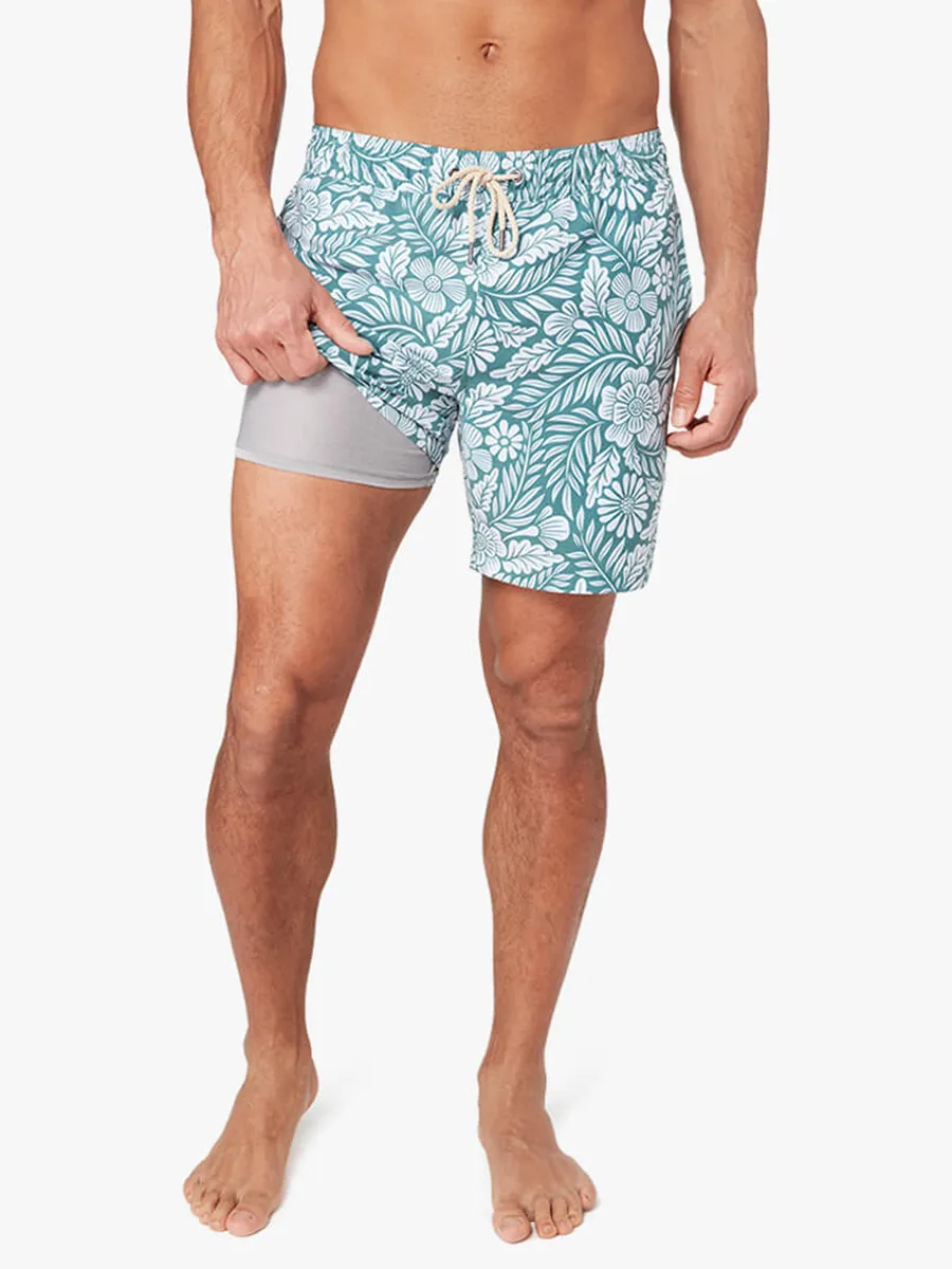 Men's Green Floral Beach Shorts