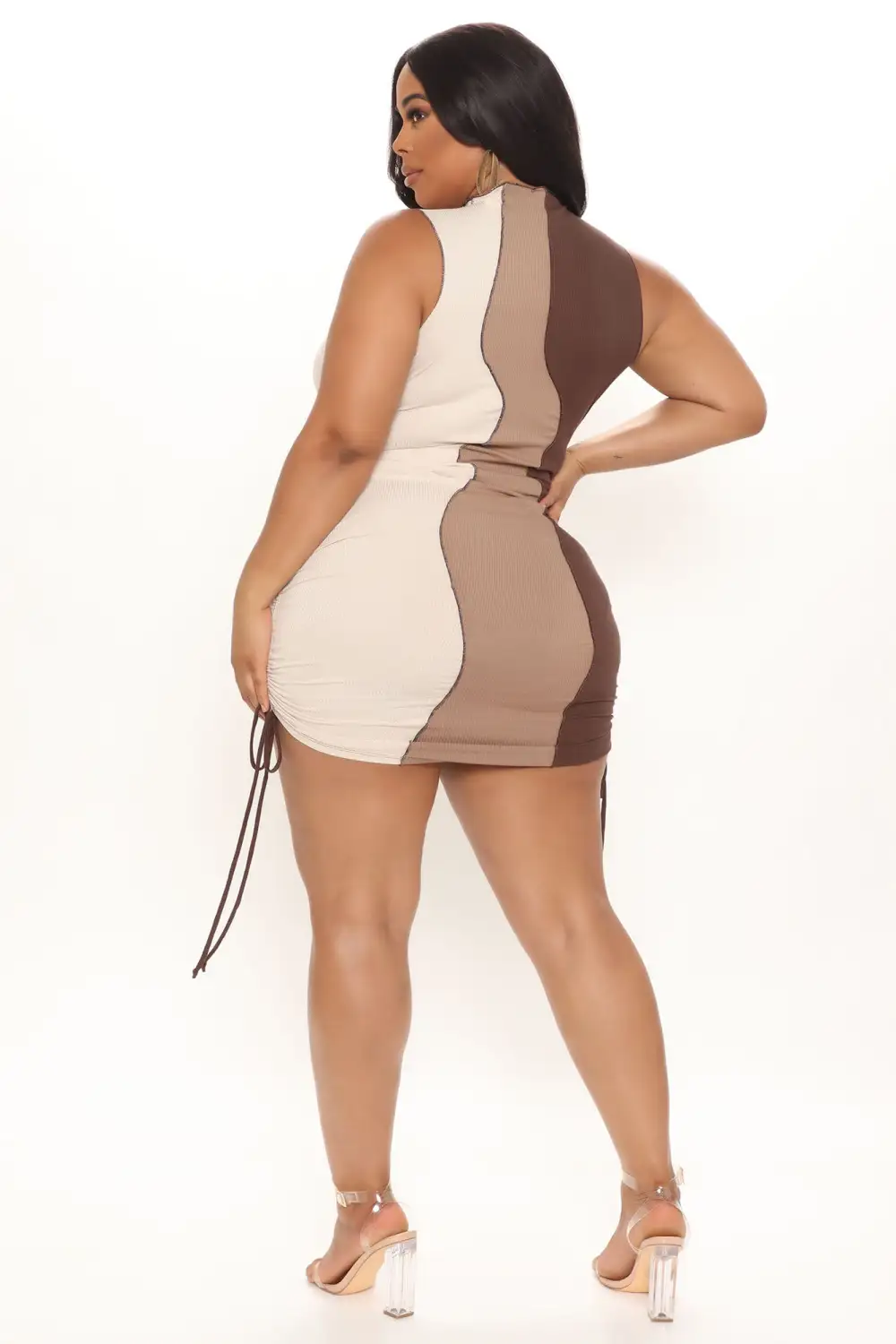 Seam What You Say Mini Dress - Brown/combo