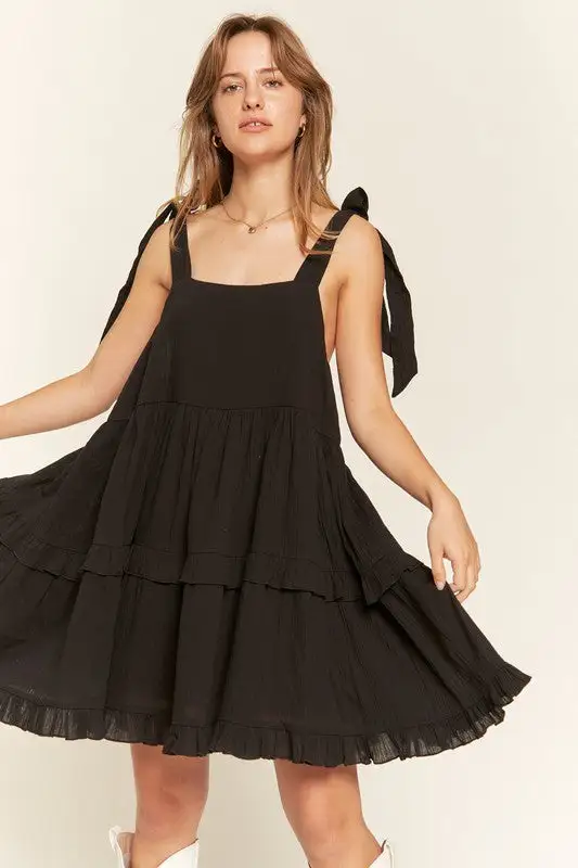 Square neck ruffle dress