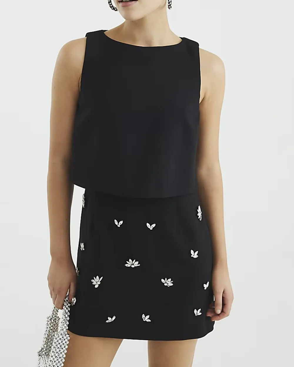 Fashionable Diamond Bow Tie Mini Dresses