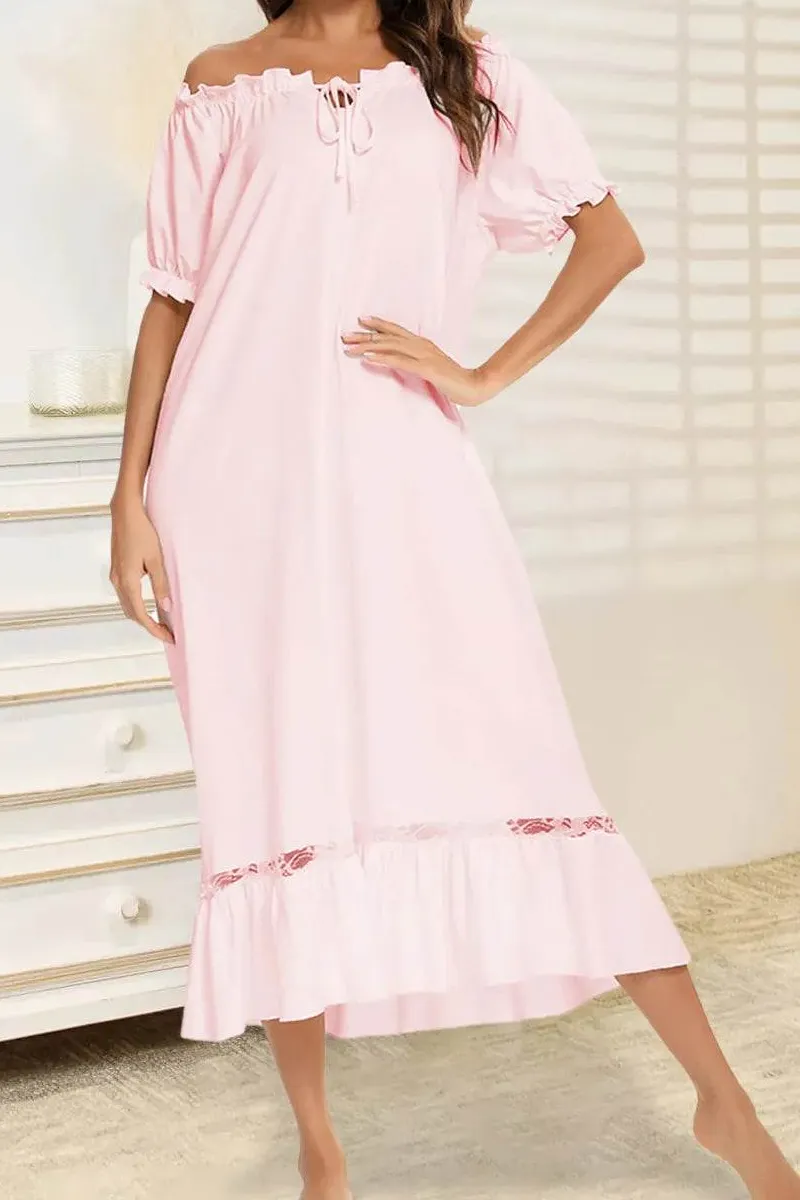 Lace Detail Short Sleeve Casual Dress