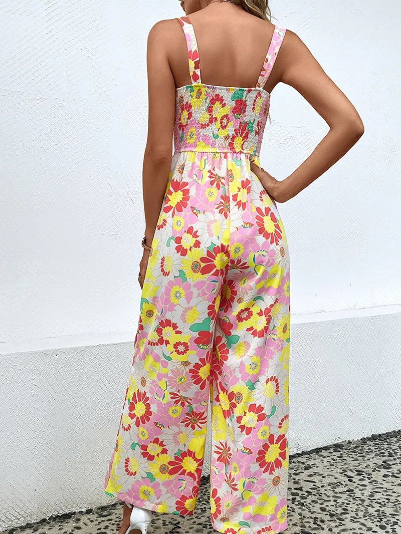 Vacation floral casual jumpsuit