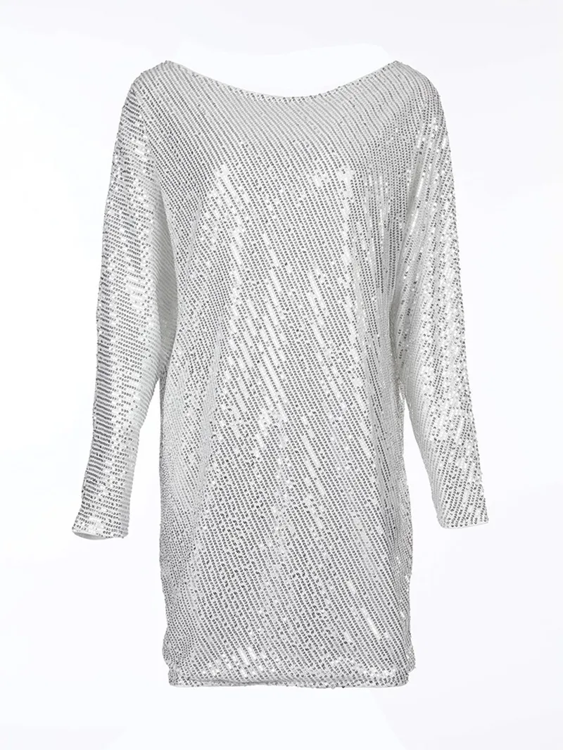 Stylish Sequined Asymmetrical Dress