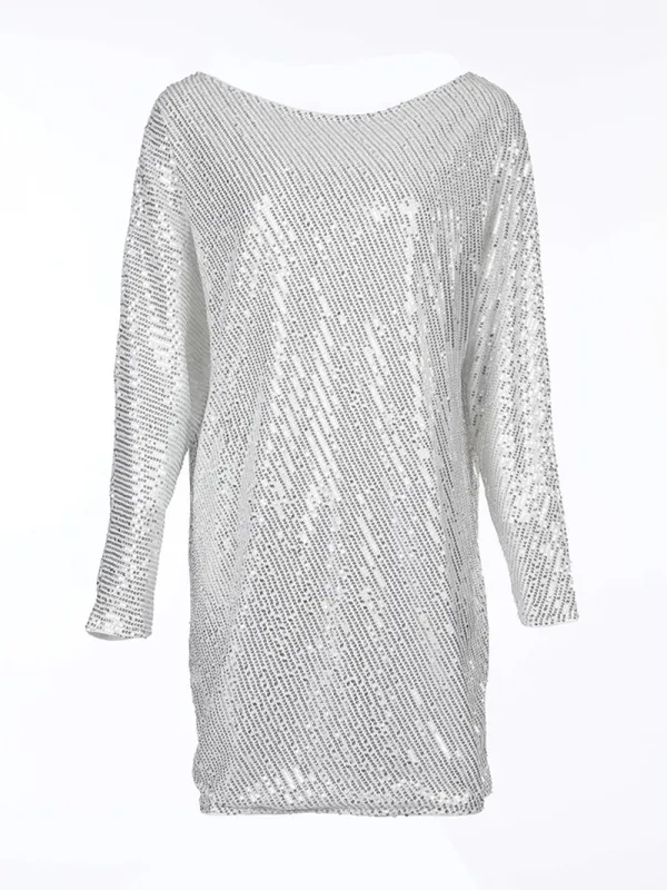Stylish Sequined Asymmetrical Dress