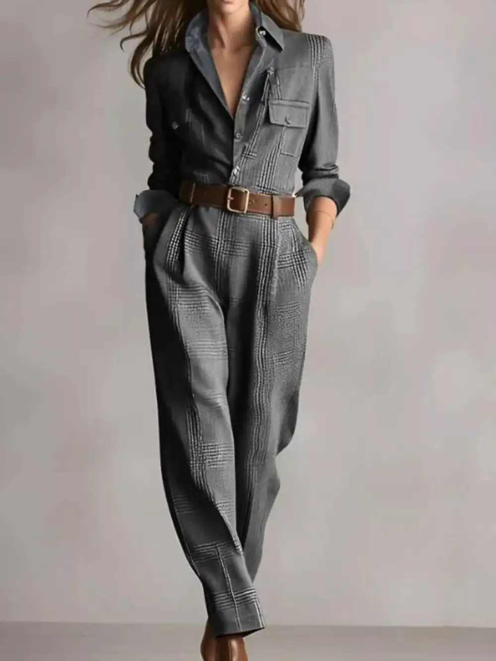 Polished Button Front Button Jumpsuit
