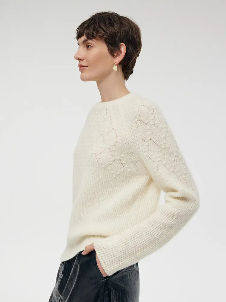 100% Cashmere Openwork Women Sweater